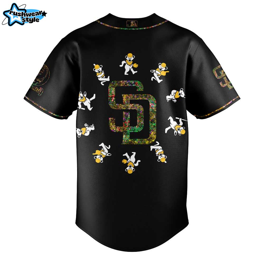 San Diego Padres Grateful Dead Night New Black Baseball Jersey San Diego Padres Grateful Dead Night New Black Baseball Jersey