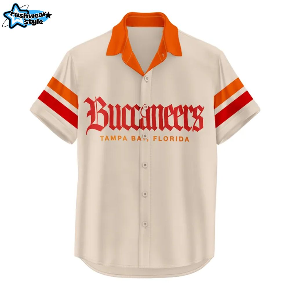 Tampa Bay Buccaneers Duvin Designs Co. Cream Special Hawaiian Shirt Tampa Bay Buccaneers Duvin Designs Co. Cream Special Hawaiian Shirt
