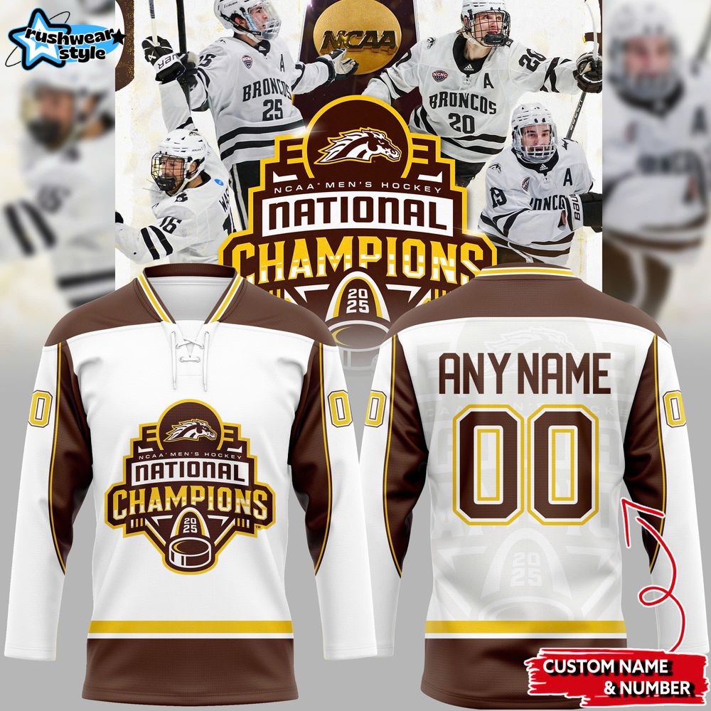 Western Michigan Broncos 2025 National Hockey Champions Jersey Western Michigan Broncos 2025 National Hockey Champions Jersey