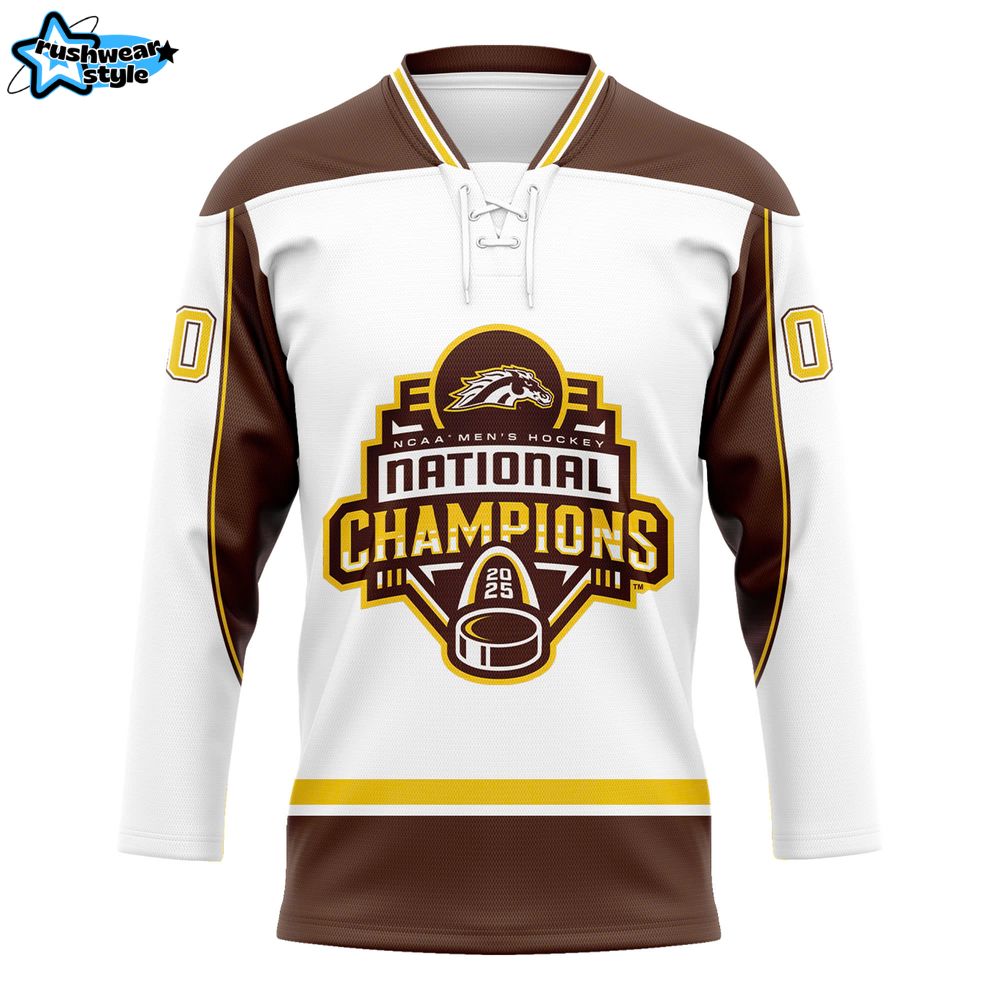 Western Michigan Broncos 2025 National Hockey Champions Jersey Western Michigan Broncos 2025 National Hockey Champions Jersey