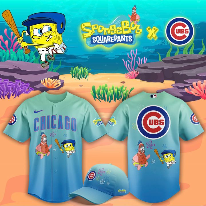 Chicago Cubs SpongeBob SquarePants Day Special Baseball Jersey Chicago Cubs SpongeBob SquarePants Day Special Baseball Jersey