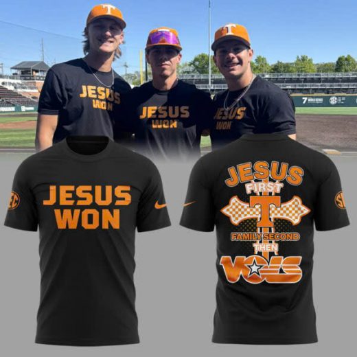 Tennessee Volunteers Baseball JESUS WON Black Tee
