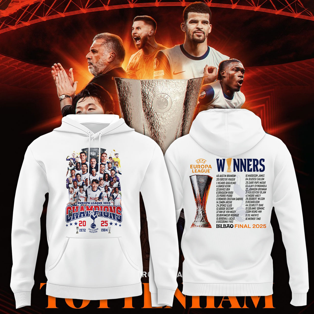 Tottenham Hotspur UEFA Europa League Champions 2025 Hoodie Tottenham Hotspur UEFA Europa League Champions 2025 Hoodie