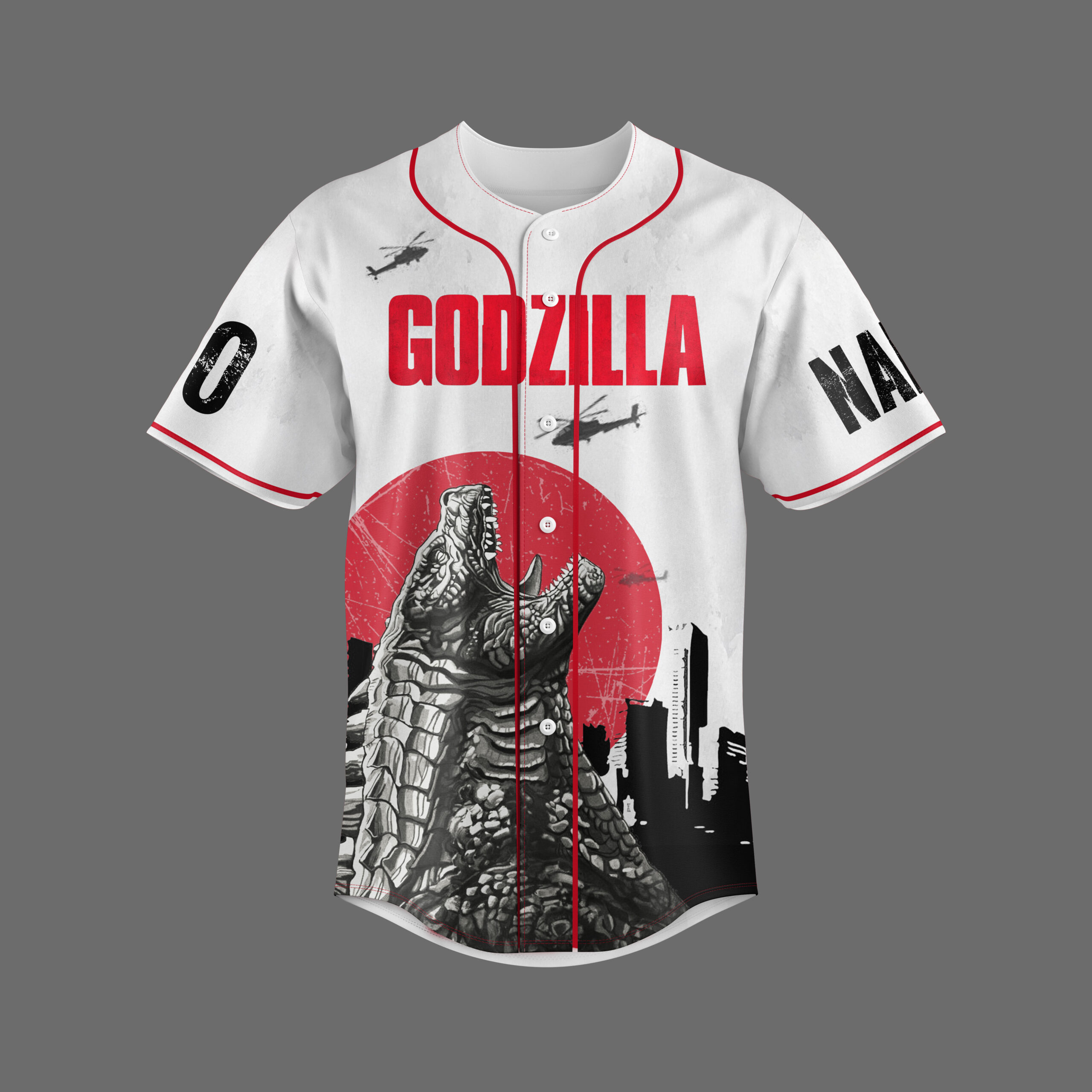 Godzilla King Of The Monters Hey Dude Shoes Custom Baseball Jersey Godzilla King Of The Monters Hey Dude Shoes Custom Baseball Jersey