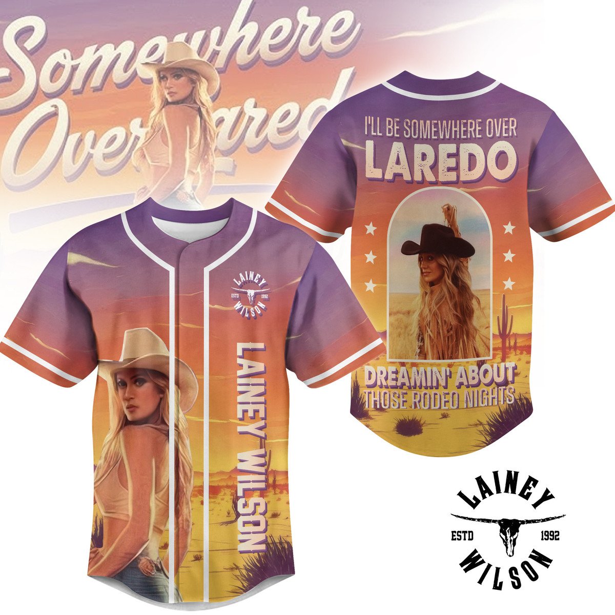 Lainey Wilson "Somewhere Over Laredo" Special Baseball Jersey Lainey Wilson "Somewhere Over Laredo" Special Baseball Jersey