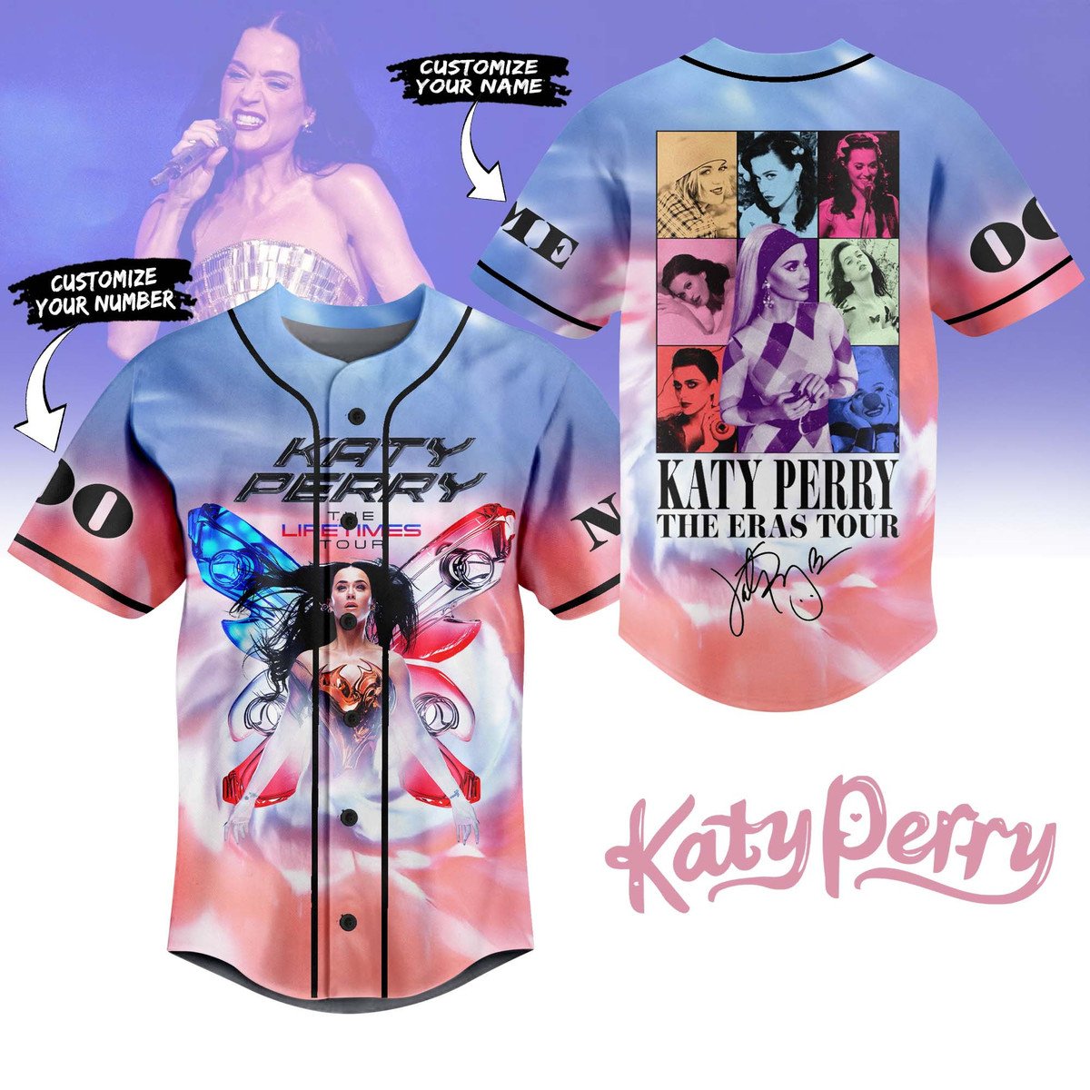 Katy Perry The Eras Tour Personalized Baseball Jersey Katy Perry The Eras Tour Personalized Baseball Jersey