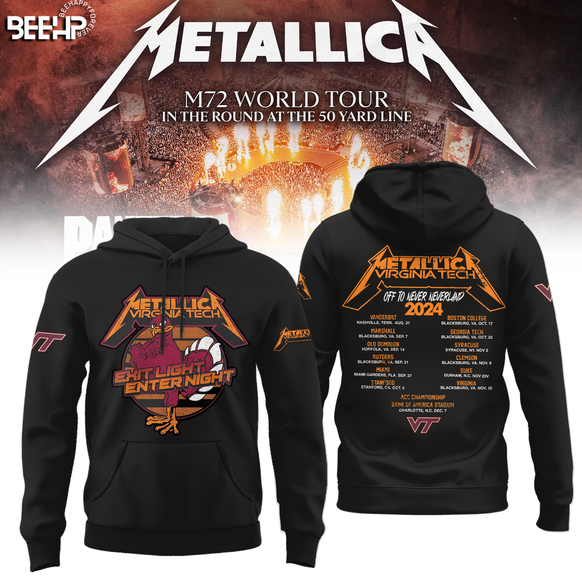 Virginia Tech Hokies X Metallica M-72 World Tour Special Hoodie Virginia Tech Hokies X Metallica M-72 World Tour Special Hoodie