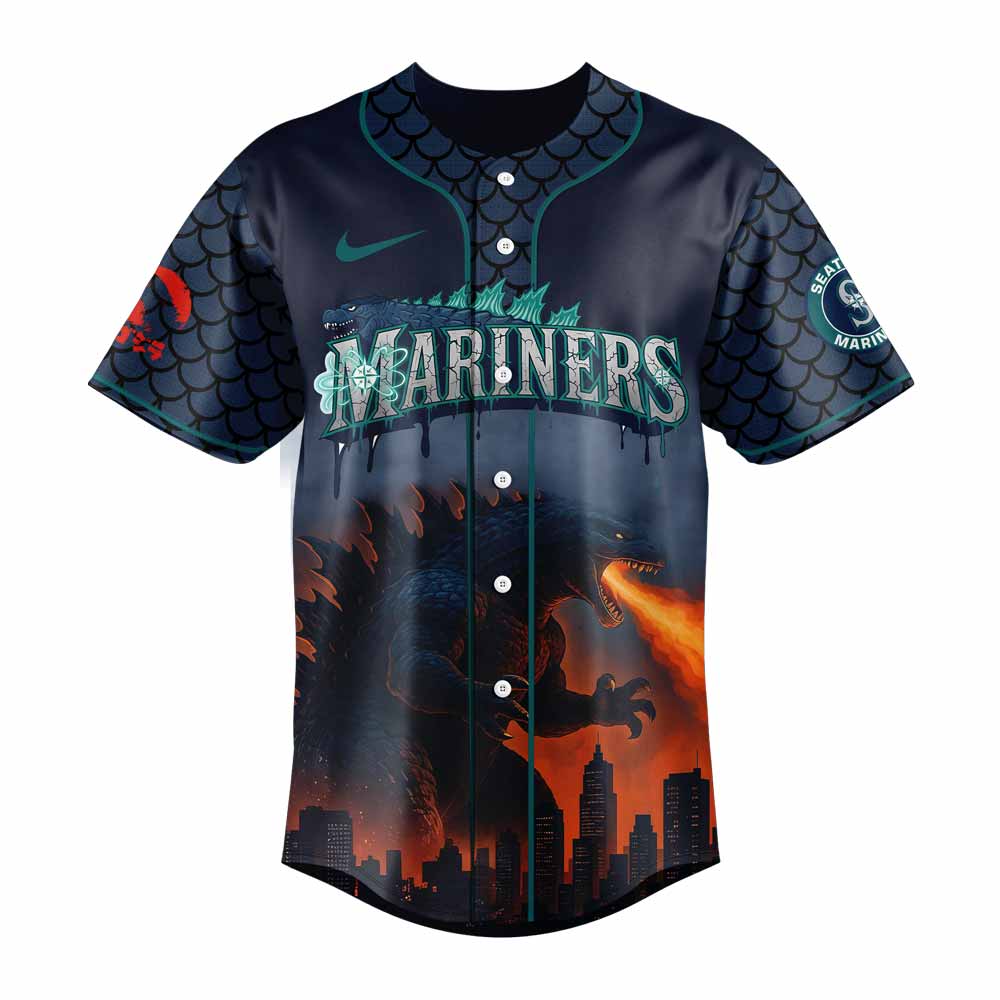 Seattle Mariners x Godzilla Special Edition Baseball Jersey Seattle Mariners x Godzilla Special Edition Baseball Jersey