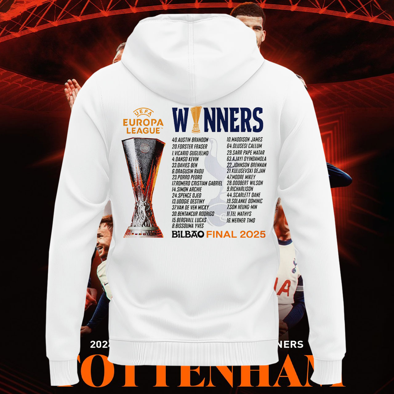 Tottenham Hotspur UEFA Europa League Champions 2025 Hoodie Tottenham Hotspur UEFA Europa League Champions 2025 Hoodie