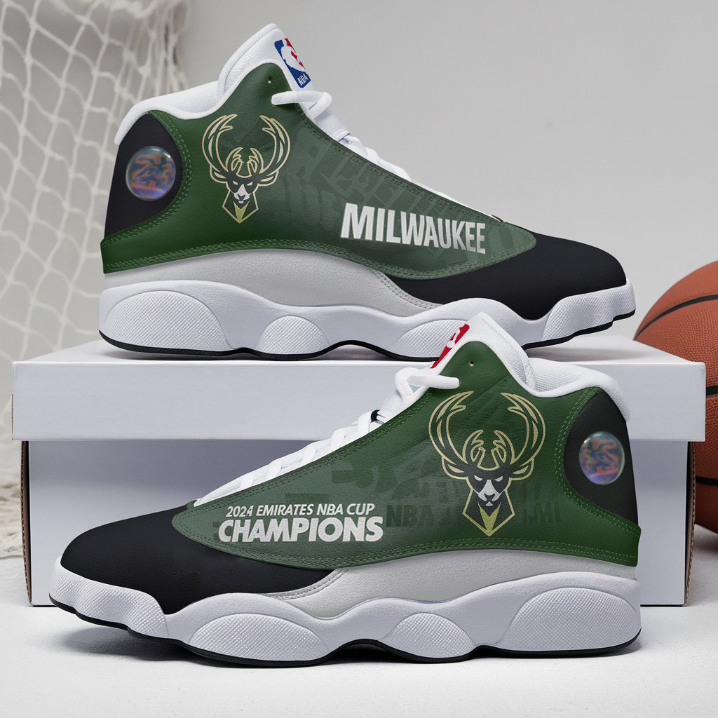 Nba Milwaukee Bucks Nike Air Jordan 13 Custom Sneakers Nba Milwaukee Bucks Nike Air Jordan 13 Custom Sneakers