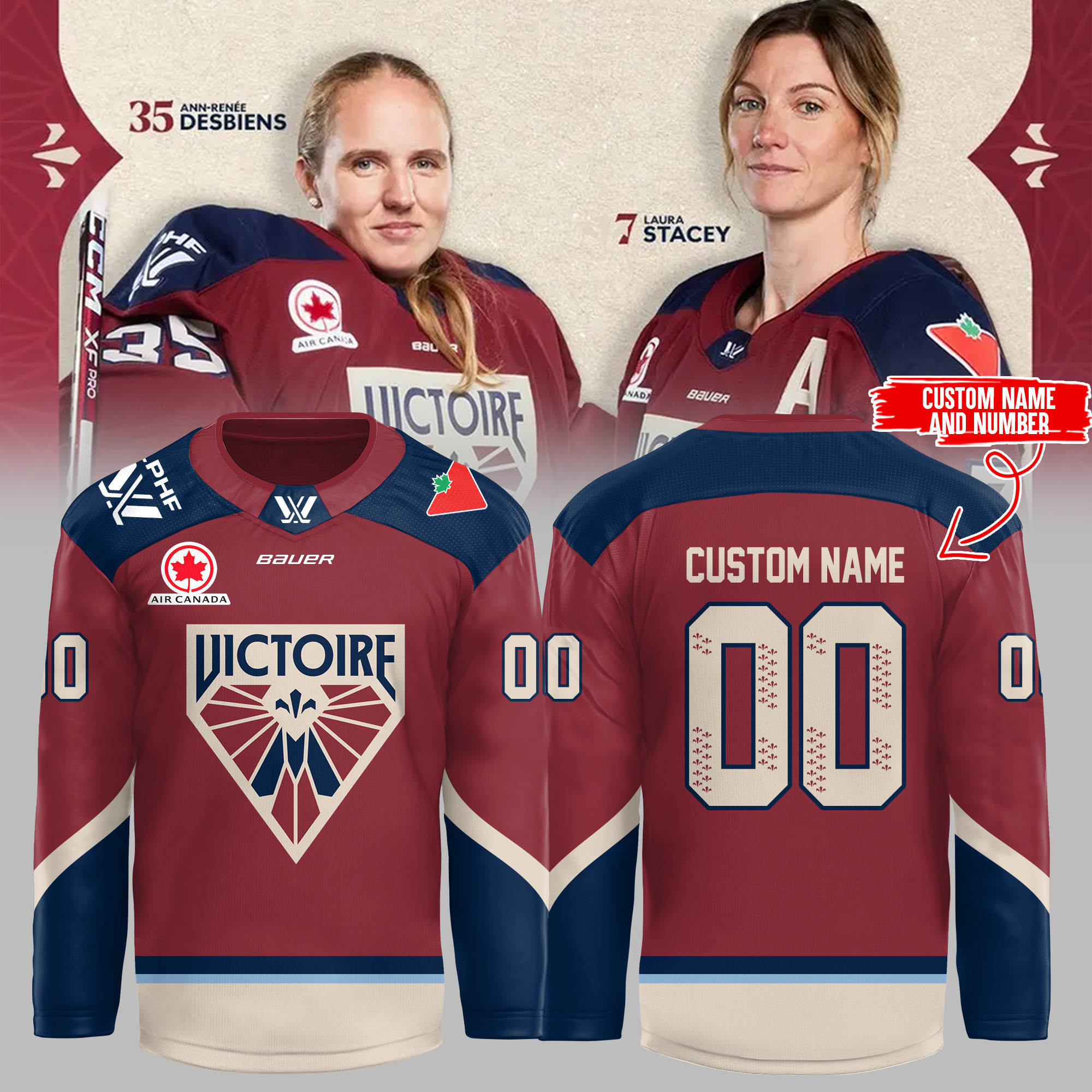 Montreal Victoire Series Eliminatoires LPHF 2025 Hockey Jersey Montreal Victoire Series Eliminatoires LPHF 2025 Hockey Jersey