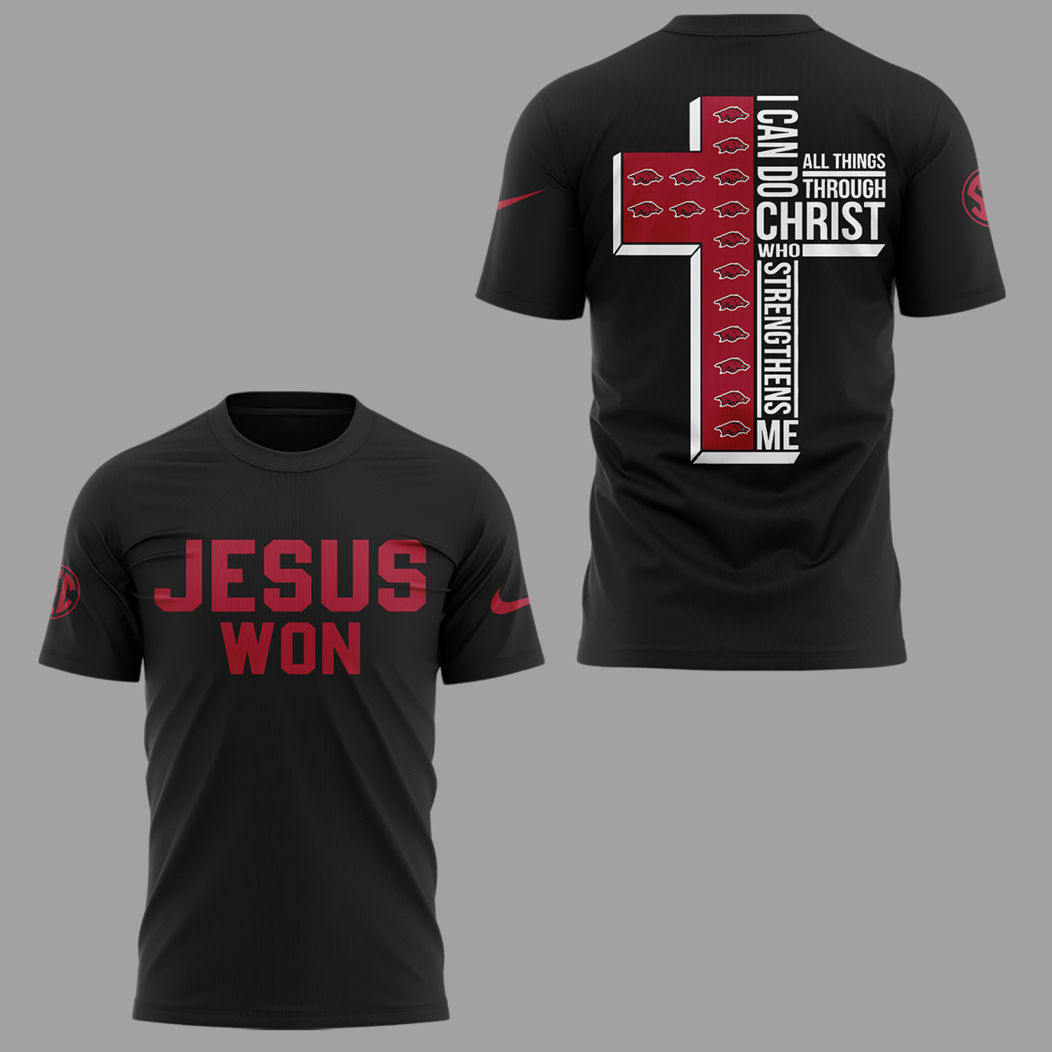 Arkansas Razorback x Jesus Won Special Edition Black T-shirt Arkansas Razorback x Jesus Won Special Edition Black T-shirt