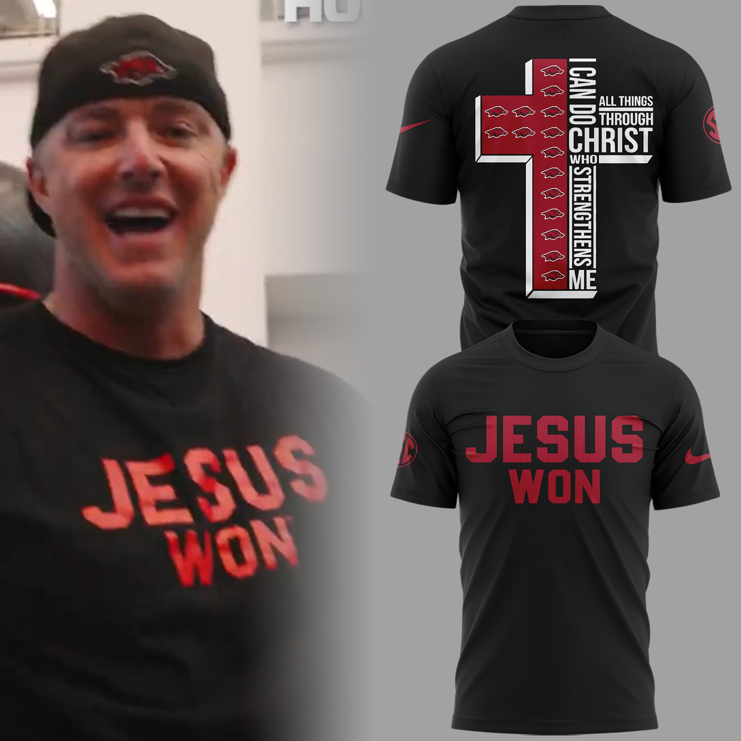 Arkansas Razorback x Jesus Won Special Edition Black T-shirt Arkansas Razorback x Jesus Won Special Edition Black T-shirt