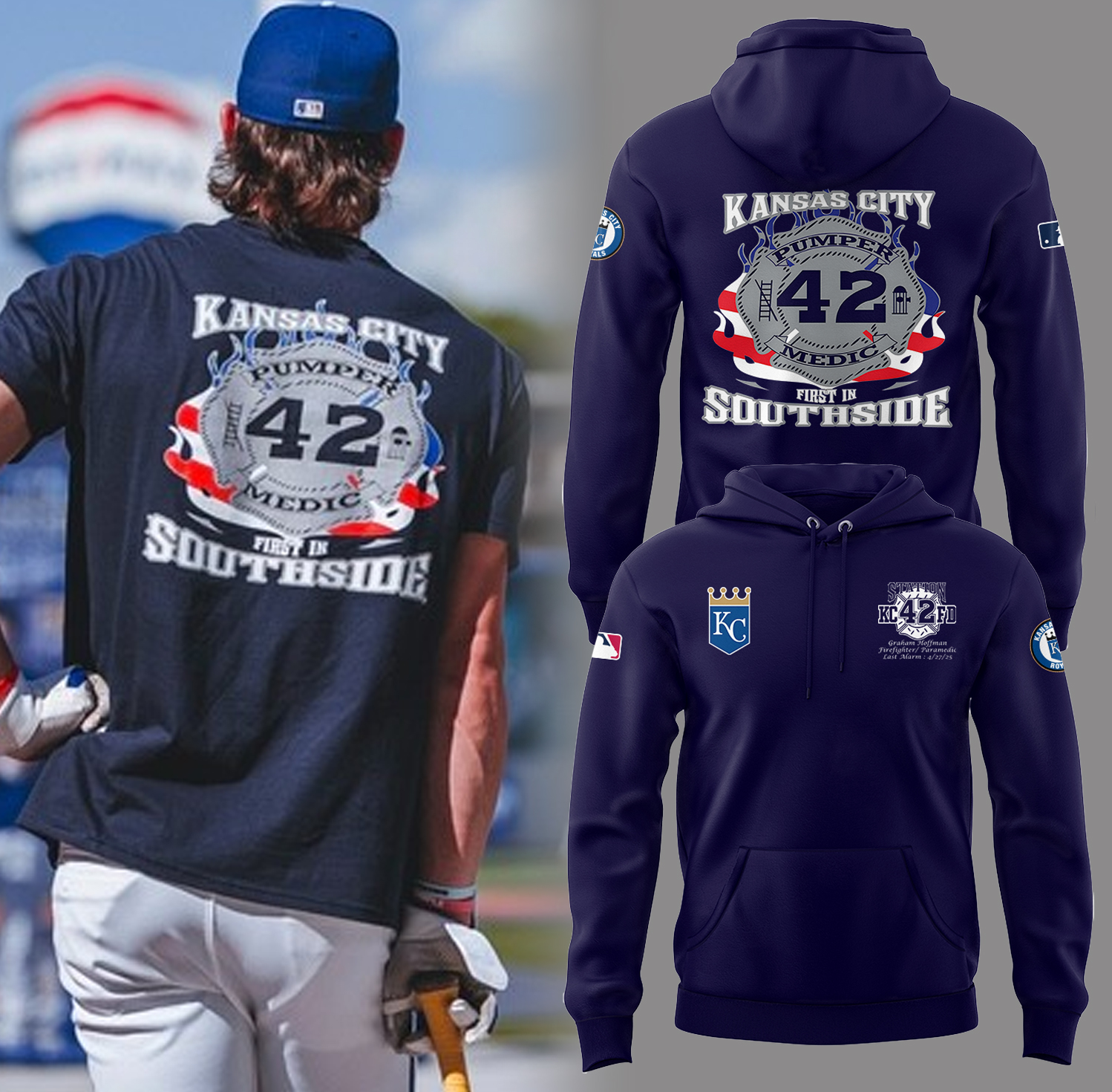 Kansas City Royals X Sending Our Love To The Family Of Graham Hoffman, And All Of The Members Of The Kcfd Hoodie Set Kansas City Royals X Sending Our Love To The Family Of Graham Hoffman, And All Of The Members Of The Kcfd Hoodie Set