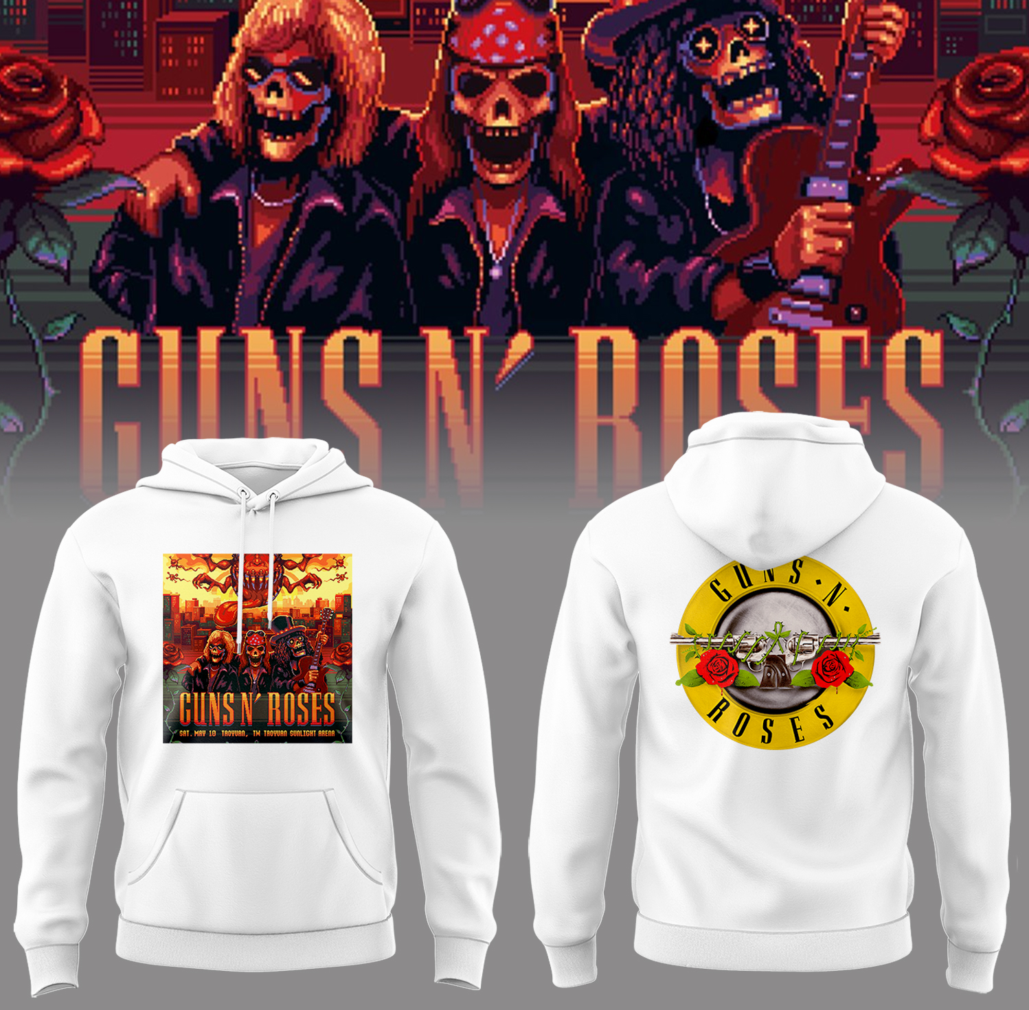 Guns N' Roses Taoyuan Sunlight Music Concert White Hoodie Set Guns N' Roses Taoyuan Sunlight Music Concert White Hoodie Set