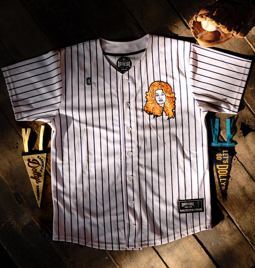 Dolly Parton Game Day Pinstripe Baseball Jersey Dolly Parton Game Day Pinstripe Baseball Jersey