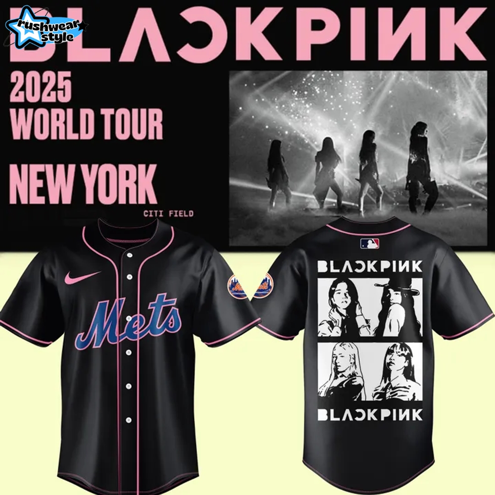 Blackpink 2025 World Tour New York x New York Mets Black Jersey Blackpink 2025 World Tour New York x New York Mets Black Jersey