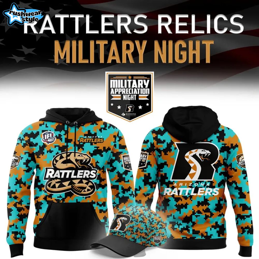 Arizona Rattlers Rattlers Relics 2025 Military Night Hoodie, Cap Arizona Rattlers Rattlers Relics 2025 Military Night Hoodie, Cap