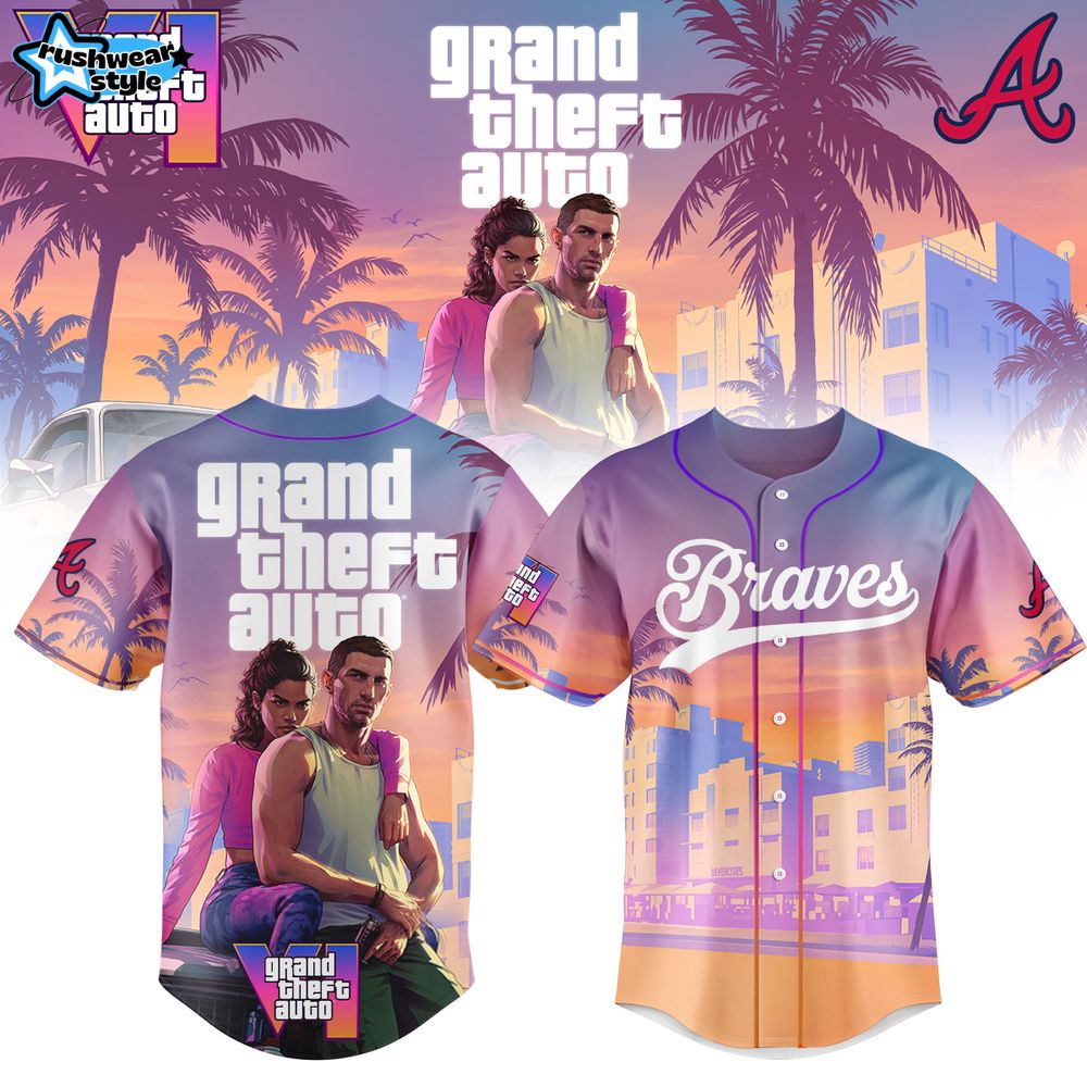 Atlanta Braves X Grand Theft Auto VI Baseball Jersey Atlanta Braves X Grand Theft Auto VI Baseball Jersey