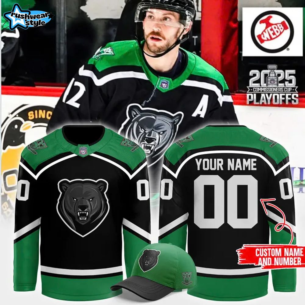 Binghamton Black Bears 2025 Commissioners Cup Playoffs Hockey Jersey Binghamton Black Bears 2025 Commissioners Cup Playoffs Hockey Jersey