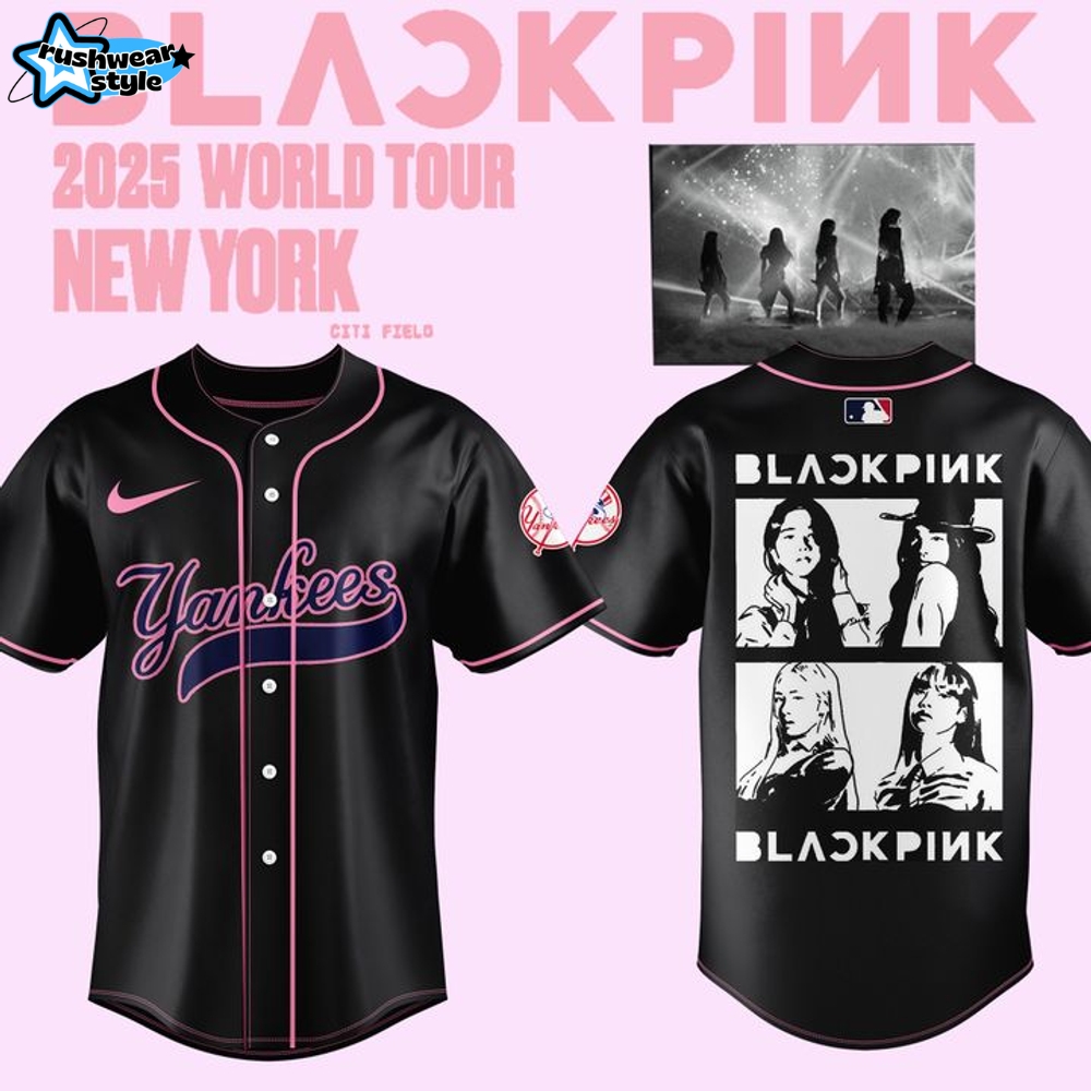 Blackpink World Tour New York 2025 X Yankees Black Baseball Jersey Blackpink World Tour New York 2025 X Yankees Black Baseball Jersey