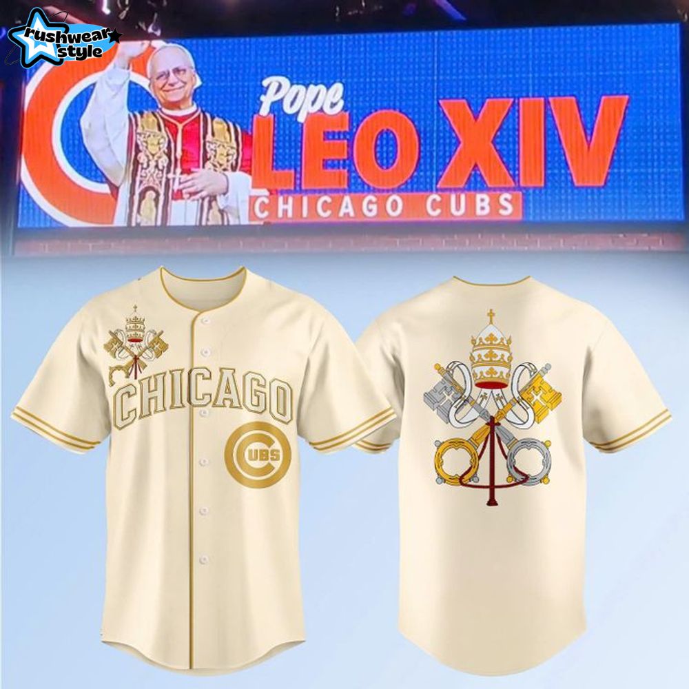 Chicago Cubs Pope Leo XIV Vantican Logo Baseball Jersey Chicago Cubs Pope Leo XIV Vantican Logo Baseball Jersey