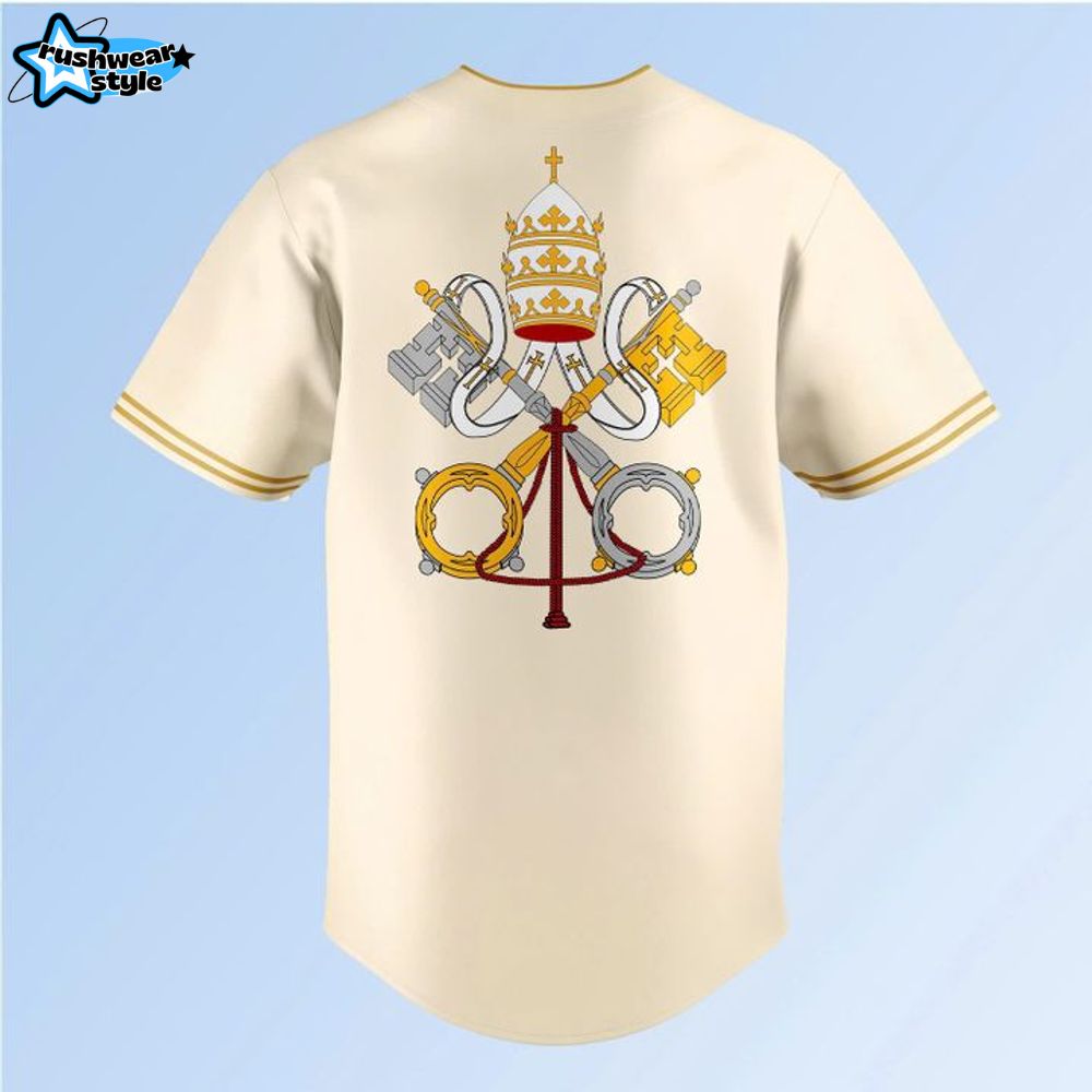 Chicago Cubs Pope Leo XIV Vantican Logo Baseball Jersey Chicago Cubs Pope Leo XIV Vantican Logo Baseball Jersey