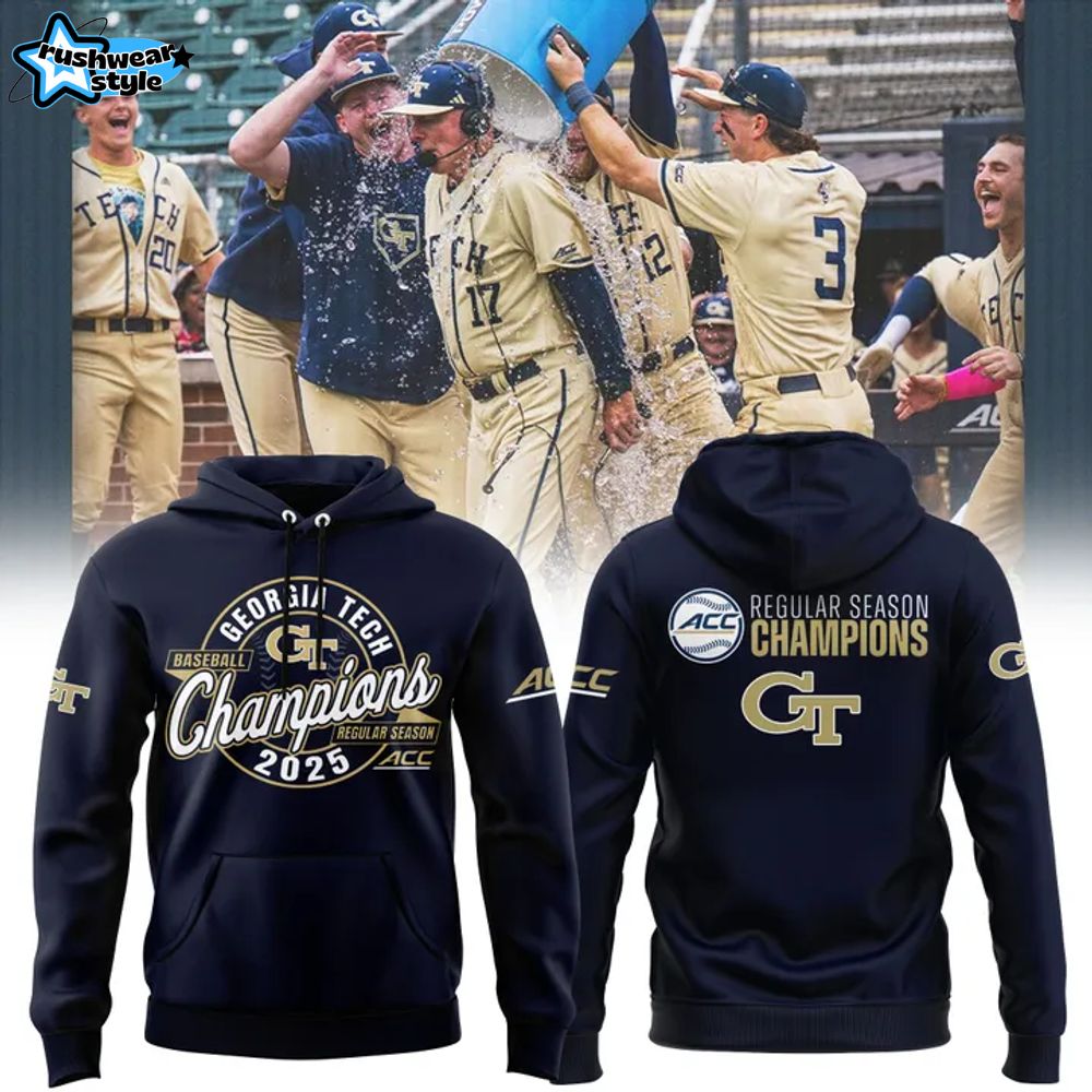 Georgia Tech Yellow Jackets 2025 ACC Baseball Regular Season Champions Hoodie Georgia Tech Yellow Jackets 2025 ACC Baseball Regular Season Champions Hoodie