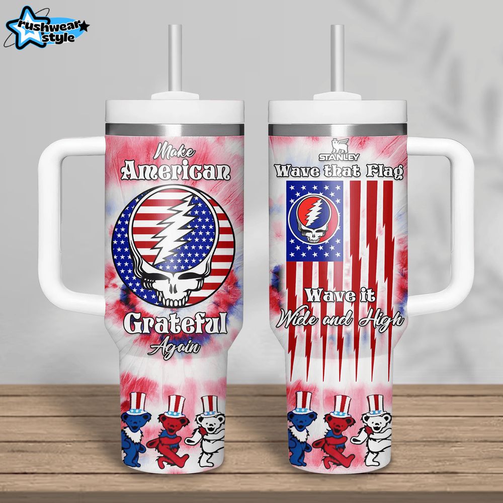 Grateful Dead Happy Independence Day Tumbler 40oz With Handle Grateful Dead Happy Independence Day Tumbler 40oz With Handle