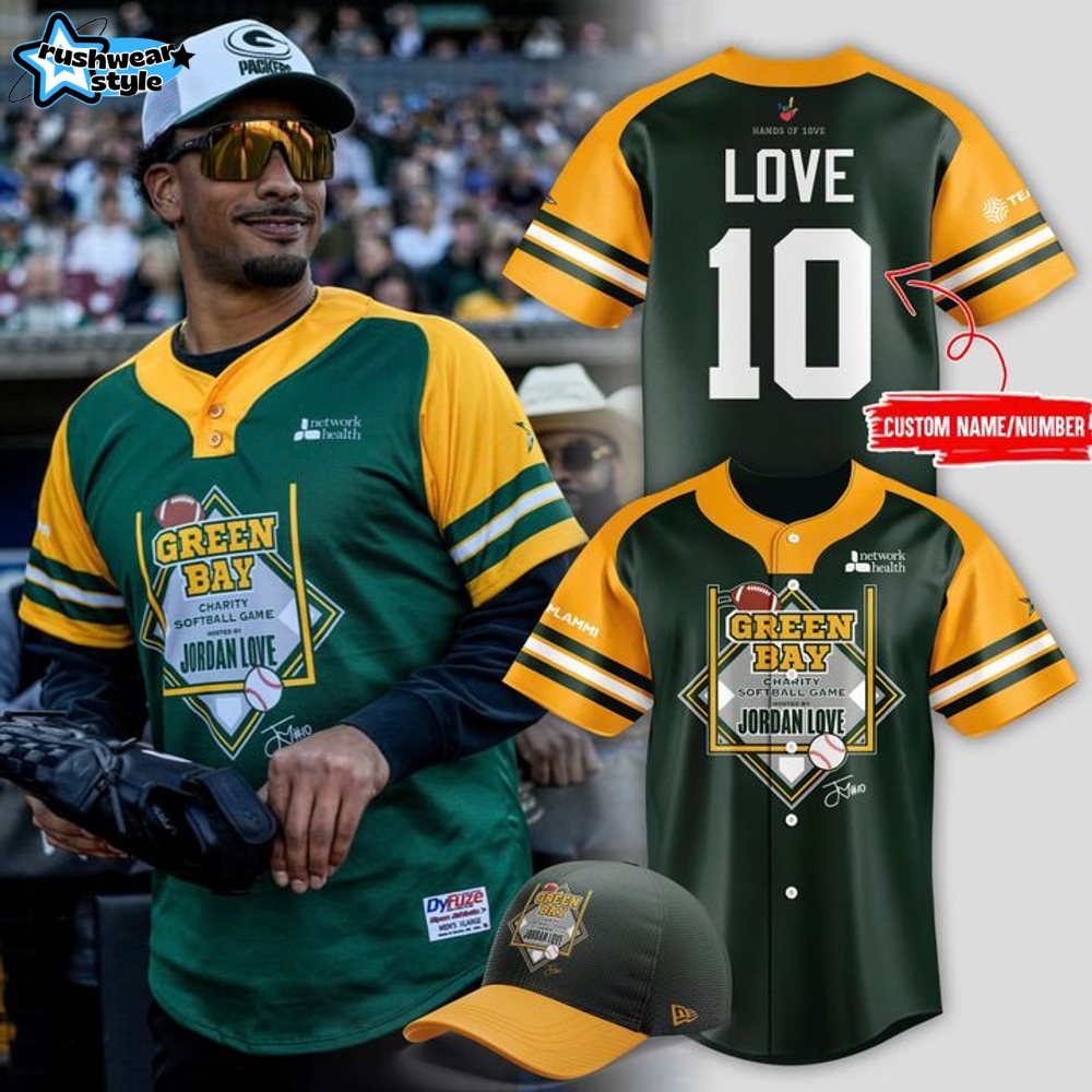 Green Bay Packers x Jordan Love Green Personalized Baseball Jersey Green Bay Packers x Jordan Love Green Personalized Baseball Jersey