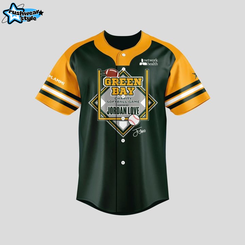 Green Bay Packers x Jordan Love Green Personalized Baseball Jersey Green Bay Packers x Jordan Love Green Personalized Baseball Jersey
