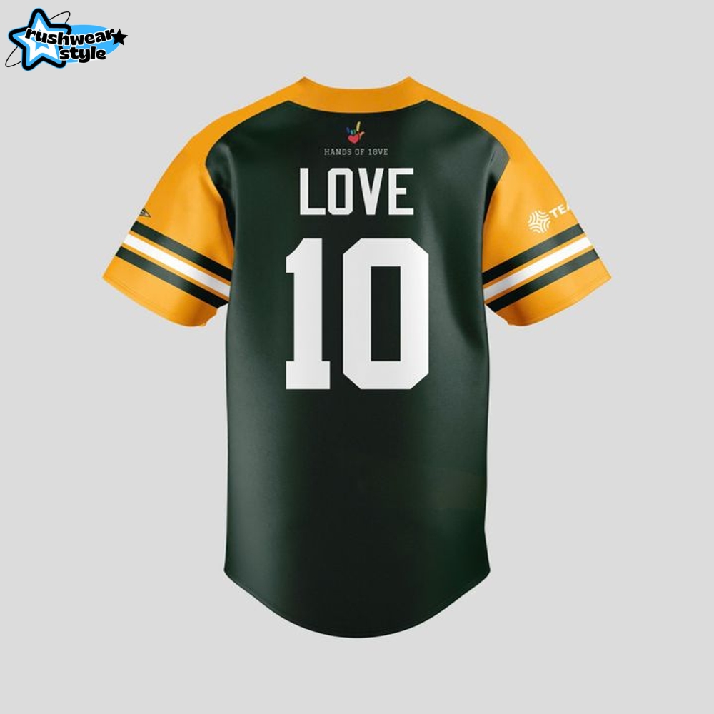 Green Bay Packers x Jordan Love Green Personalized Baseball Jersey Green Bay Packers x Jordan Love Green Personalized Baseball Jersey