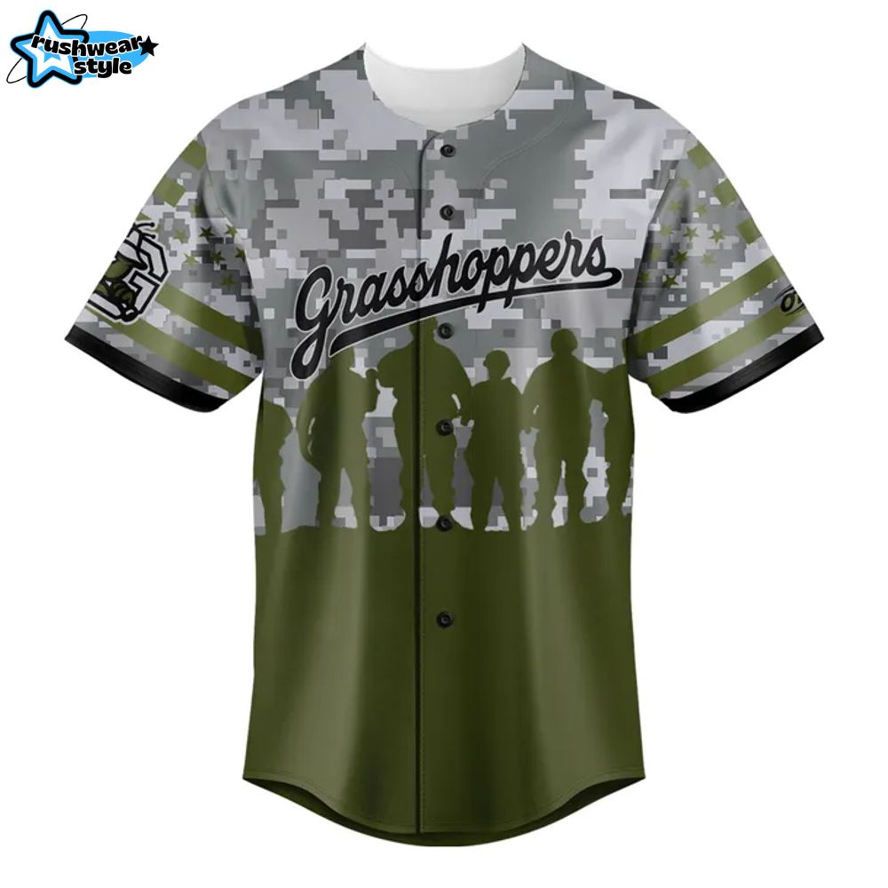 Greensboro Grasshoppers x Military Appreciation Night Camo Personalized Baseball Jersey Greensboro Grasshoppers x Military Appreciation Night Camo Personalized Baseball Jersey