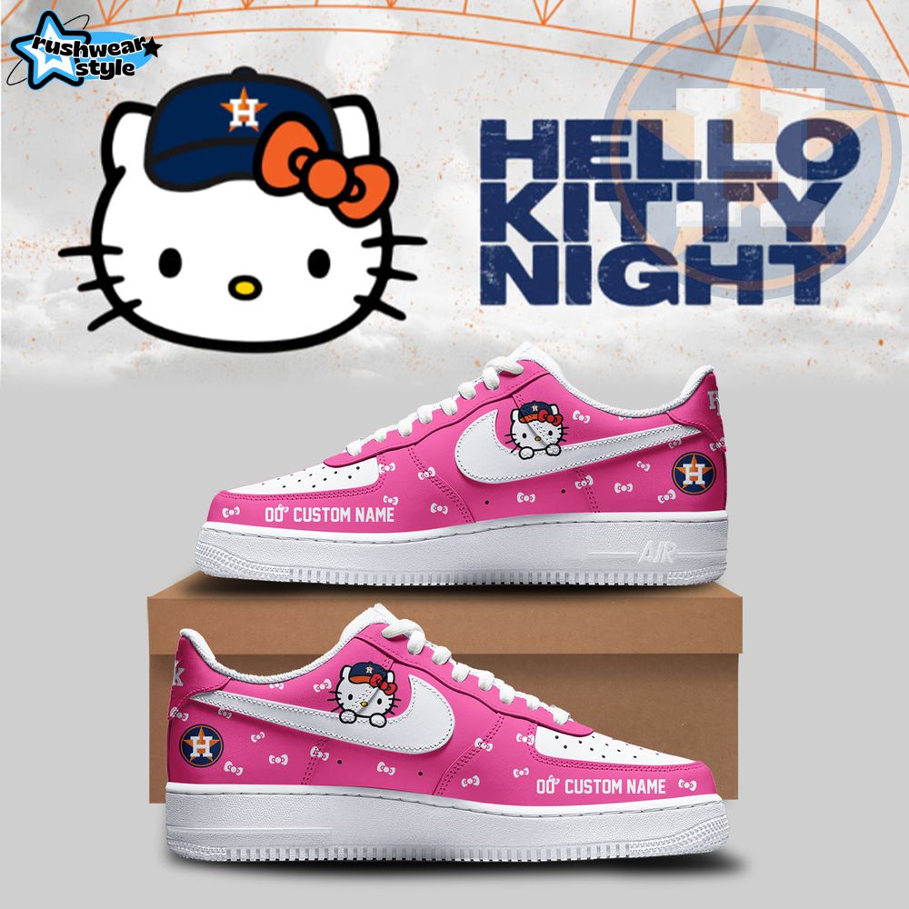 Houston Astros x Hello Kitty Night Personalized Pink Air Force 1 Houston Astros x Hello Kitty Night Personalized Pink Air Force 1