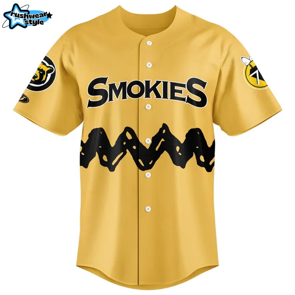 Knoxville Smokies x Peanuts Night 2025 Baseball Jersey Knoxville Smokies x Peanuts Night 2025 Baseball Jersey