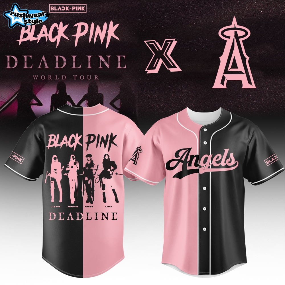 Los Angeles Angels x Blackpink Deadline World Tour Baseball Jersey 2025 Los Angeles Angels x Blackpink Deadline World Tour Baseball Jersey 2025