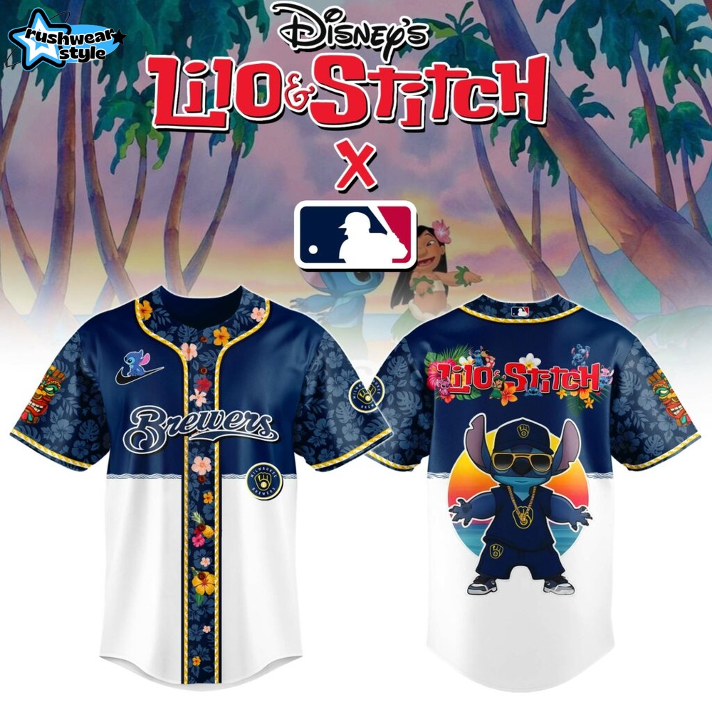 Milwaukee Brewers MLB x Lilo & Stitch Jersey Milwaukee Brewers MLB x Lilo & Stitch Jersey
