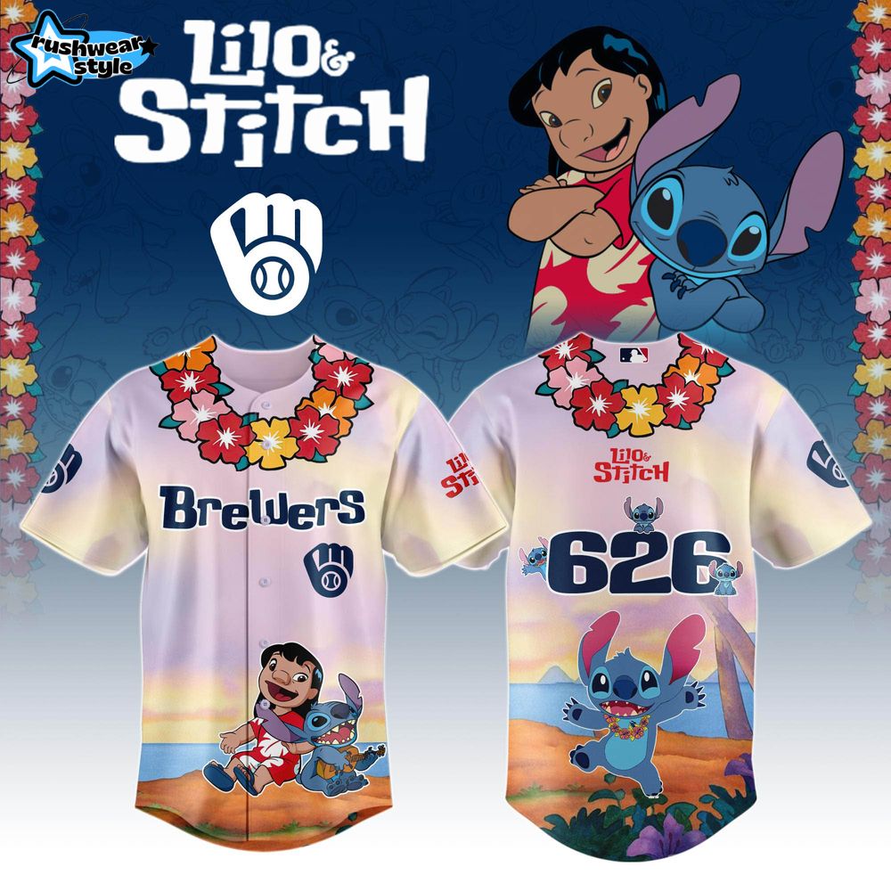 Milwaukee Brewers MLB x Lilo and Stitch New 2025 Jersey Milwaukee Brewers MLB x Lilo and Stitch New 2025 Jersey