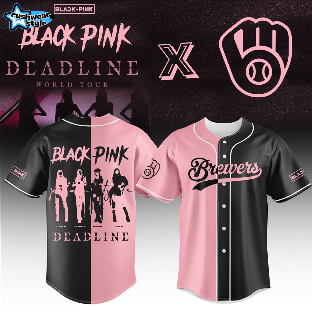 Milwaukee Brewers x Blackpink Deadline World Tour Baseball Jersey 2025 Milwaukee Brewers x Blackpink Deadline World Tour Baseball Jersey 2025