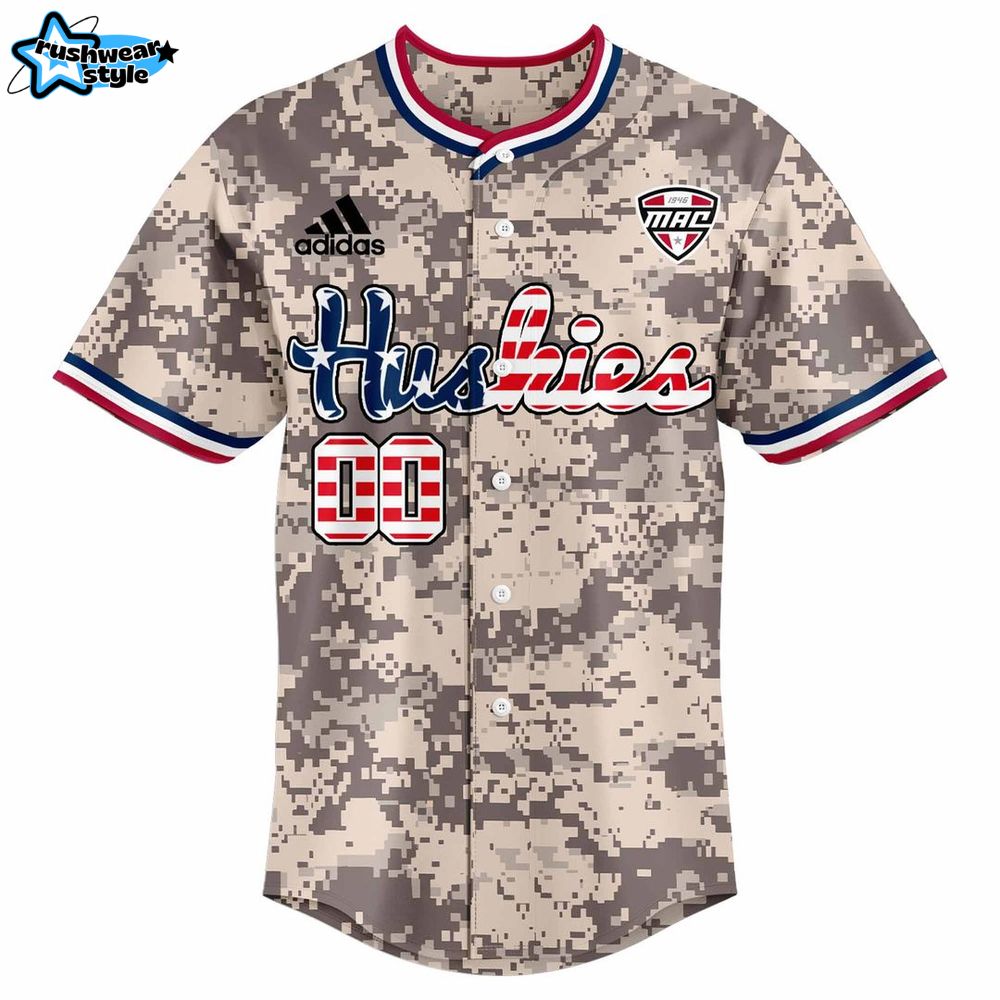 Northern Illinois Huskies Camo Personalized Baseball Jersey Northern Illinois Huskies Camo Personalized Baseball Jersey