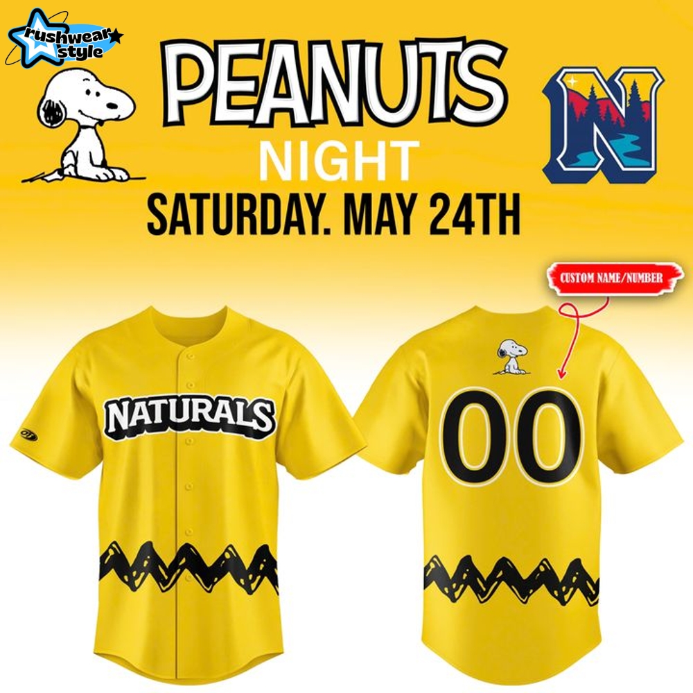 Northwest Arkansas Naturals Peanuts Night Personalized Baseball Jersey Northwest Arkansas Naturals Peanuts Night Personalized Baseball Jersey