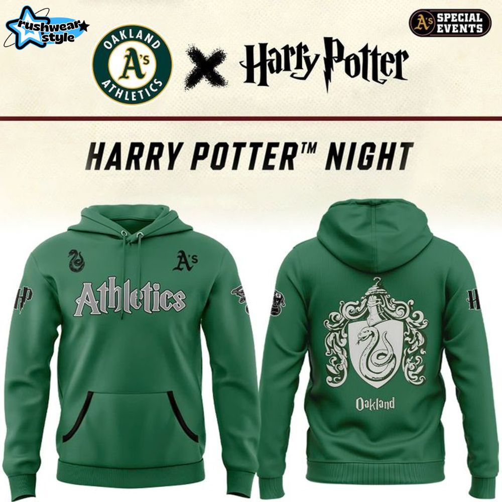 Oakland Athletics X Harry Potter Slytherin House Limited Edition Hoodie Oakland Athletics X Harry Potter Slytherin House Limited Edition Hoodie