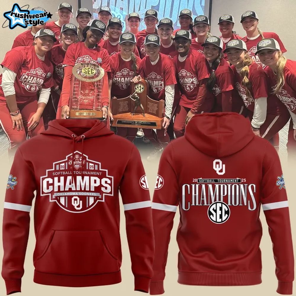 Oklahoma Sooners 2025 SEC Softball Conference Tournament Champions Hoodie Oklahoma Sooners 2025 SEC Softball Conference Tournament Champions Hoodie