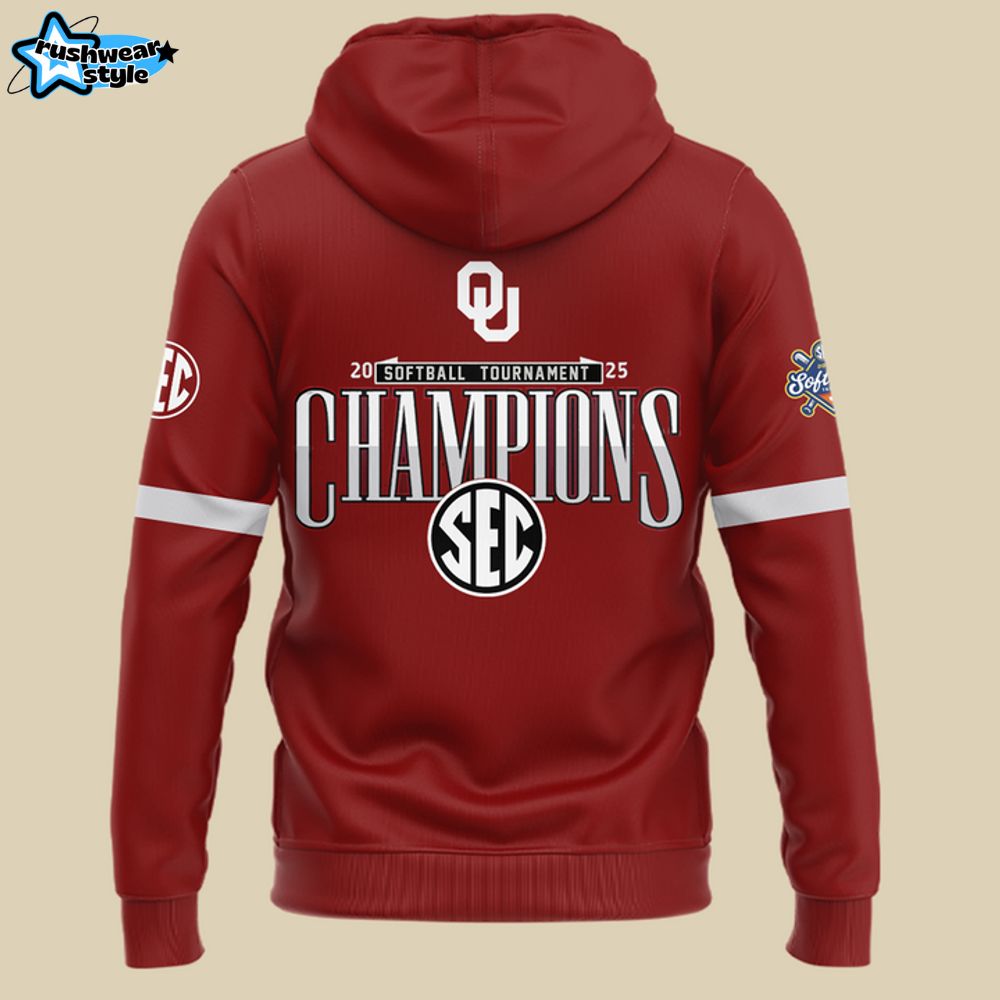 Oklahoma Sooners 2025 SEC Softball Conference Tournament Champions Hoodie Oklahoma Sooners 2025 SEC Softball Conference Tournament Champions Hoodie