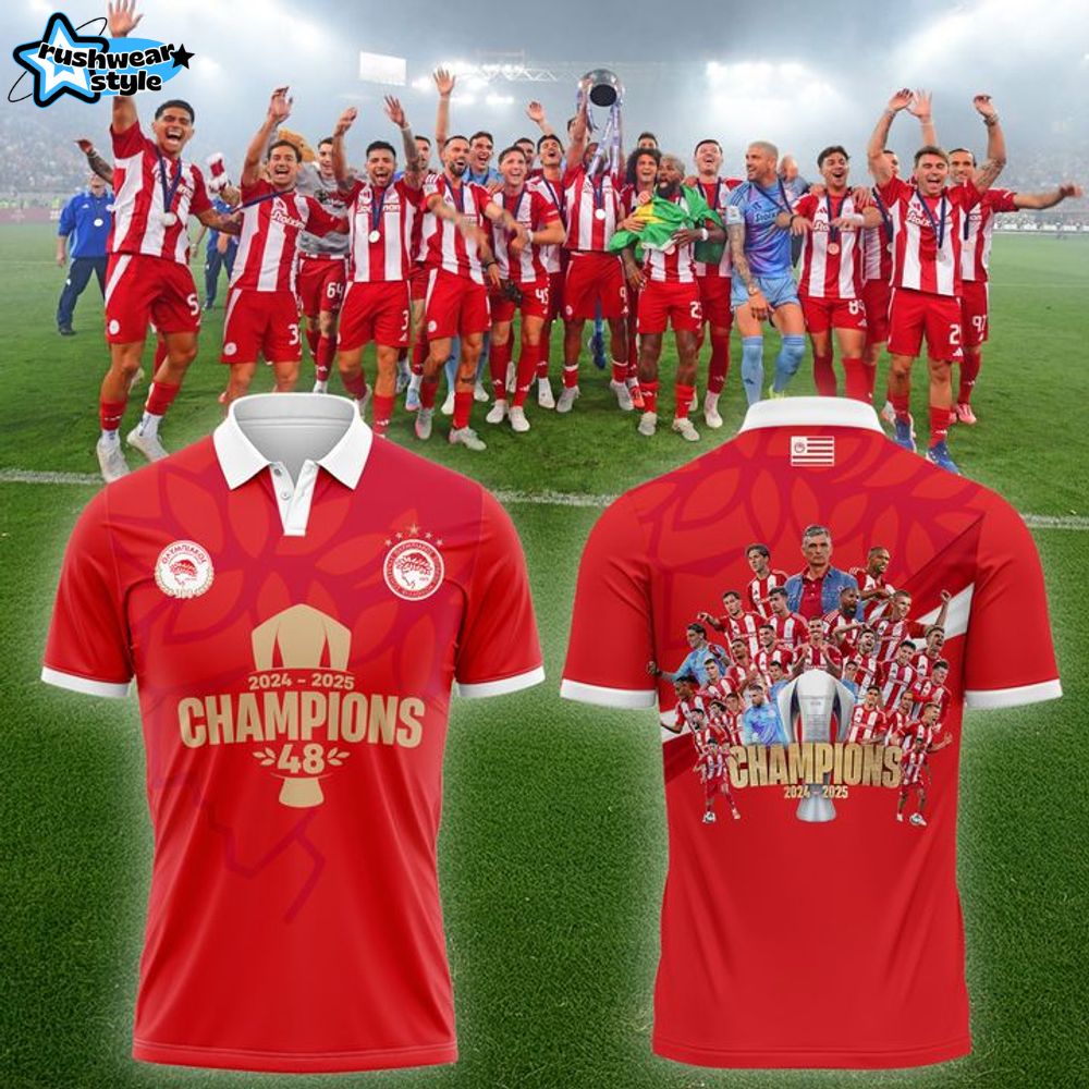 Olympiacos Fc 2024-2025 Greek Champions Special Polo Shirt Olympiacos Fc 2024-2025 Greek Champions Special Polo Shirt