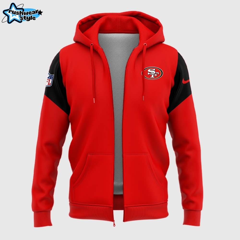 San Francisco 49ers New 2025 Red Zip Hoodie San Francisco 49ers New 2025 Red Zip Hoodie