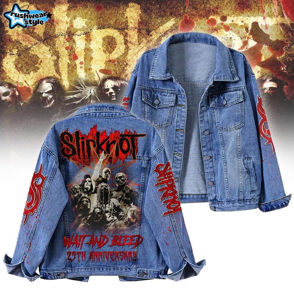 Slipknot Wait And Bleed 25th Anniversary 25th Anniversary Denim Jacket Slipknot Wait And Bleed 25th Anniversary 25th Anniversary Denim Jacket