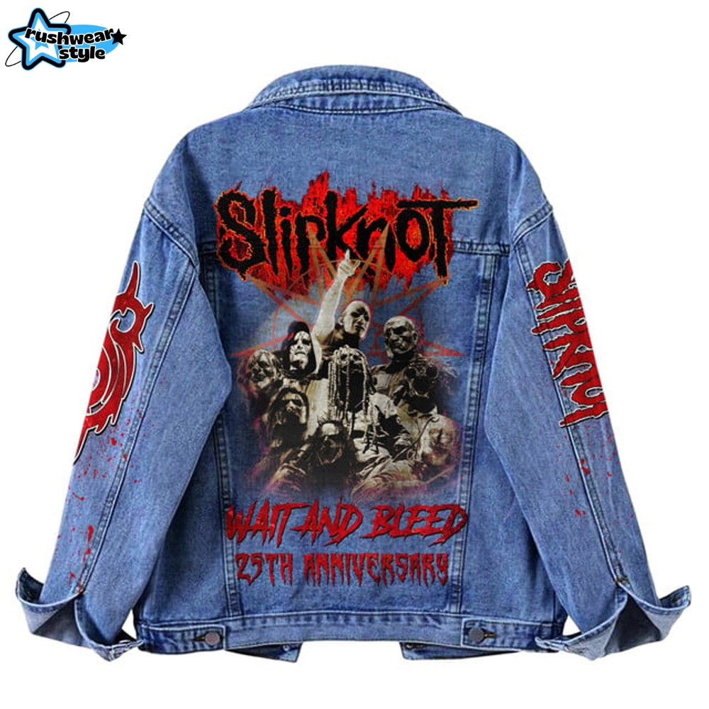 Slipknot Wait And Bleed 25th Anniversary 25th Anniversary Denim Jacket Slipknot Wait And Bleed 25th Anniversary 25th Anniversary Denim Jacket