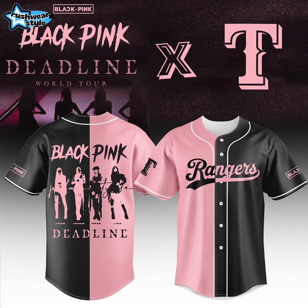 Texas Rangers x Blackpink Deadline World Tour Baseball Jersey 2025 Texas Rangers x Blackpink Deadline World Tour Baseball Jersey 2025