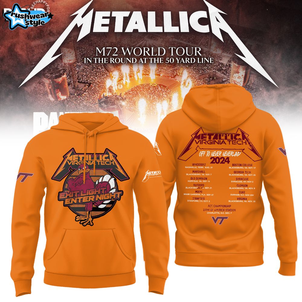 Virginia Tech Hokies X Metallica M-72 World Tour Special Orange Hoodie Virginia Tech Hokies X Metallica M-72 World Tour Special Orange Hoodie